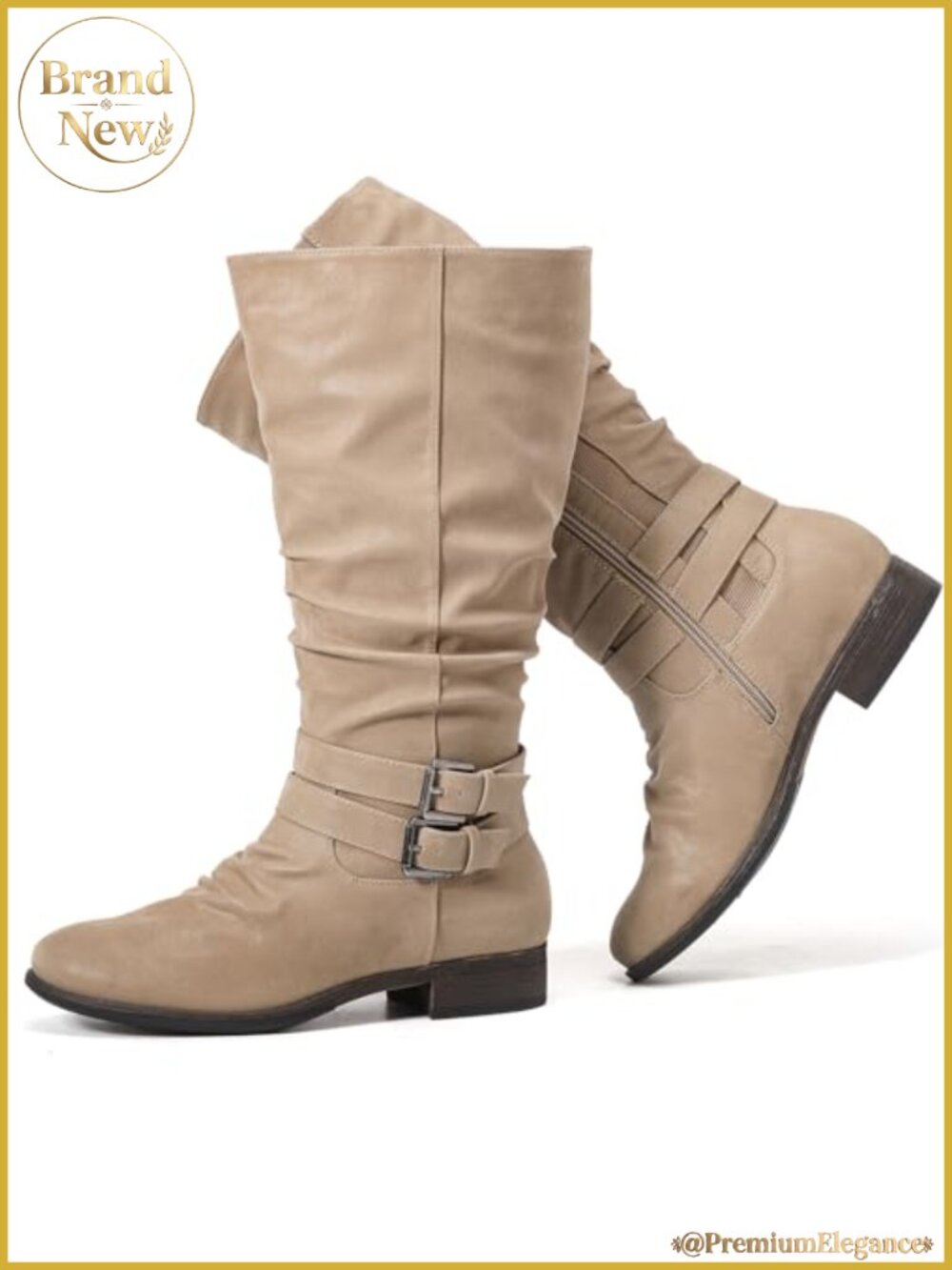 Extra Wide Calf Wide Width Round Toe Knee High Boots Memory Foam Side Zip